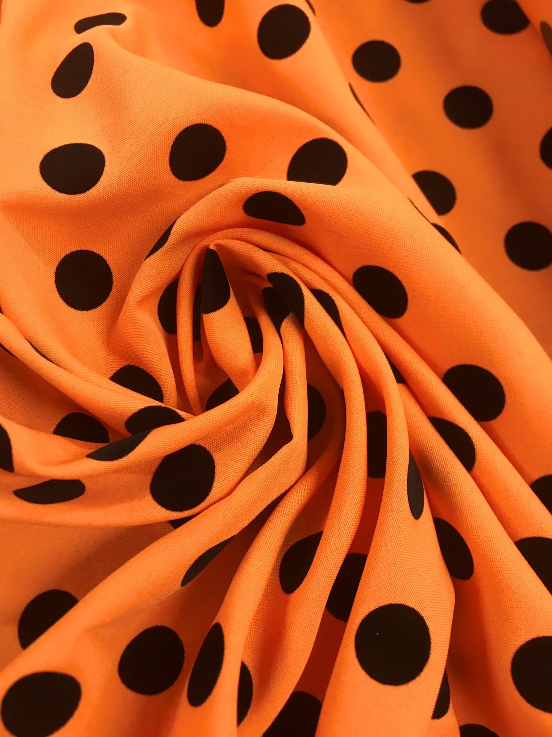 Strech naranja lunar flocado terciopelo negro*