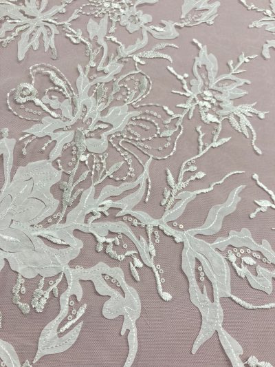 Tul bordado Noce blanco natural