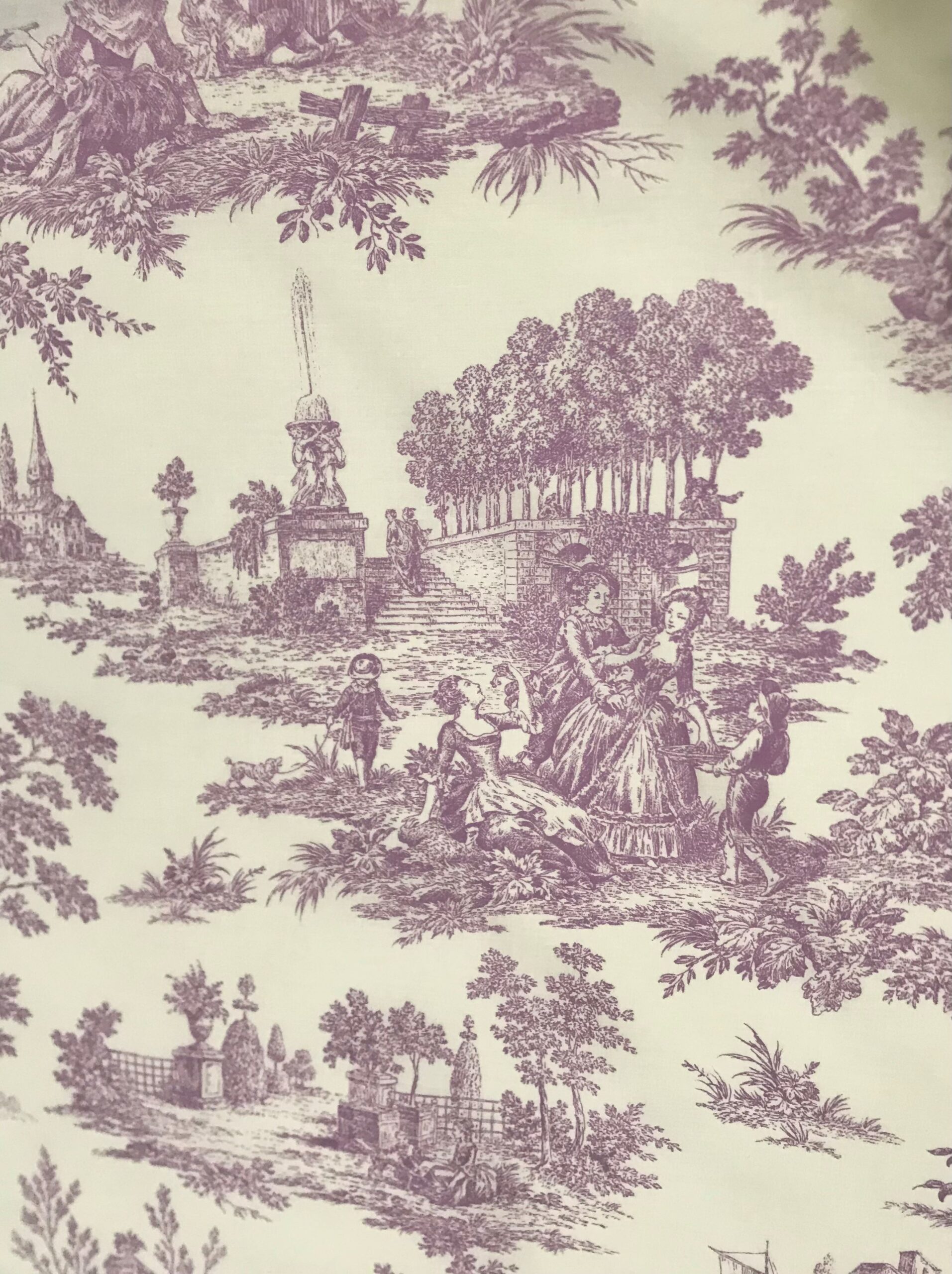 Tela Sabanas Toilé de Jouy Burdeos claro