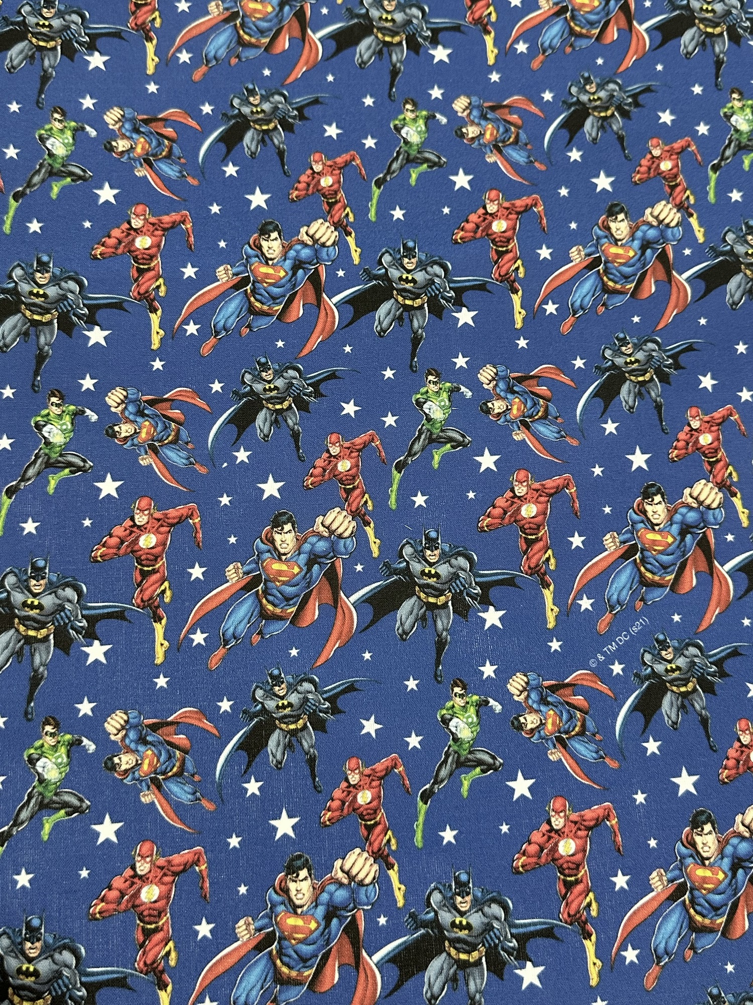 Algodón Superhéroes f.azul