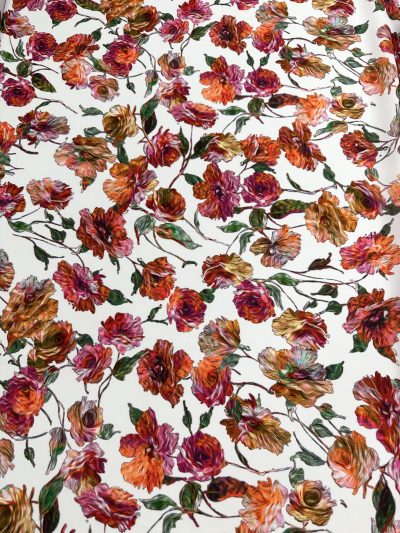 Georgette flores rosa/naranja