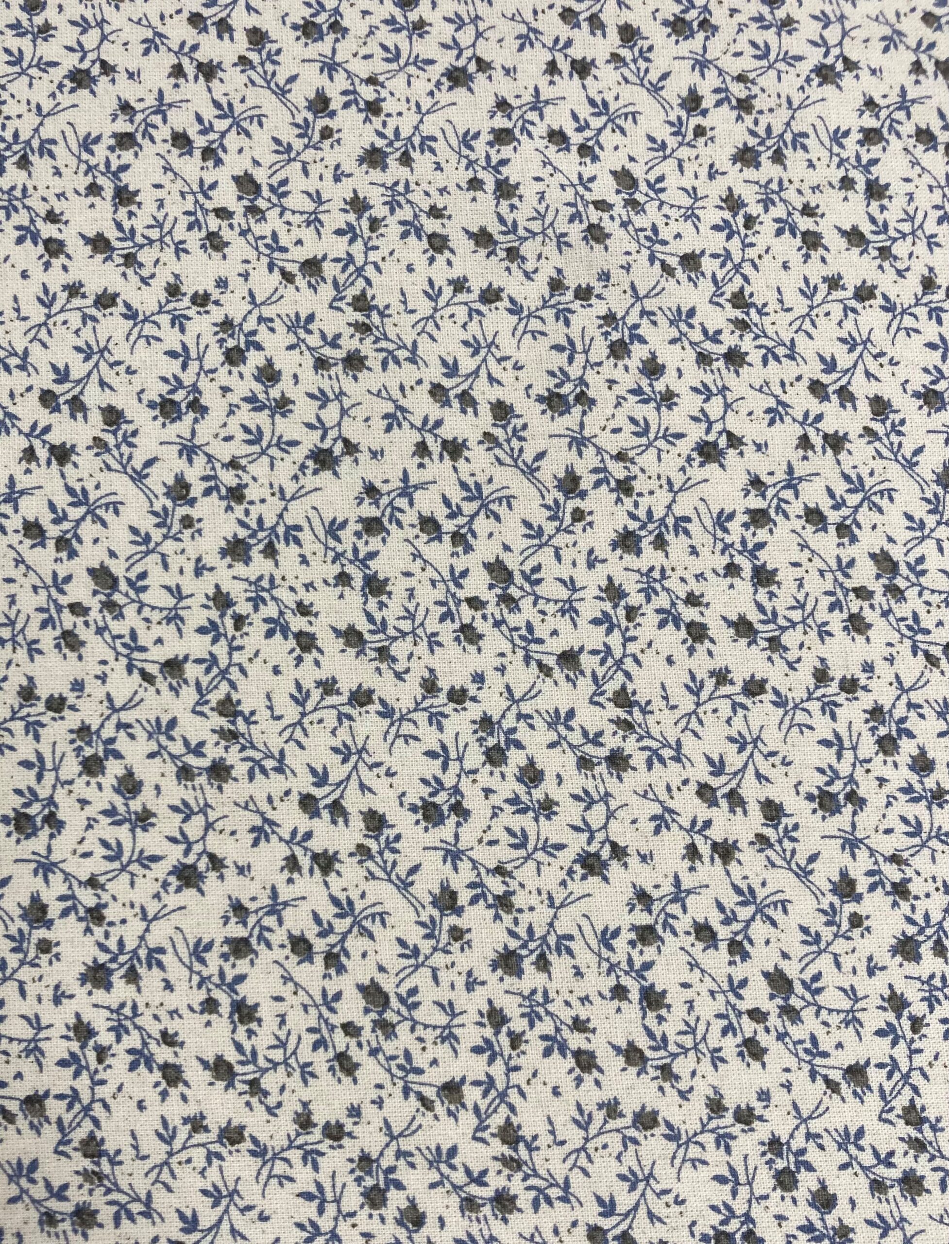 Algodón Mireia flor azul f.beig