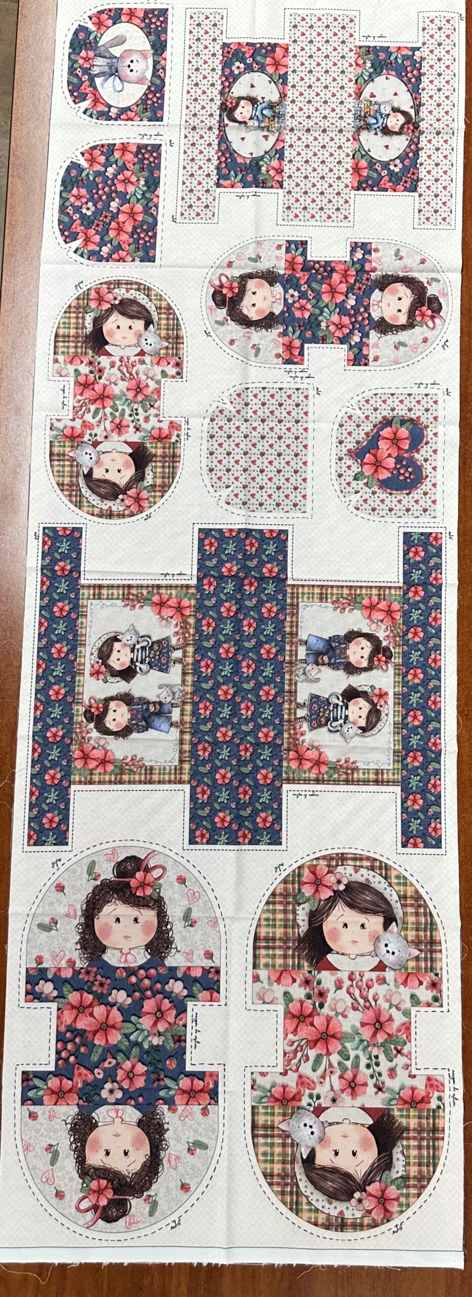 Panel algodón niña gatito