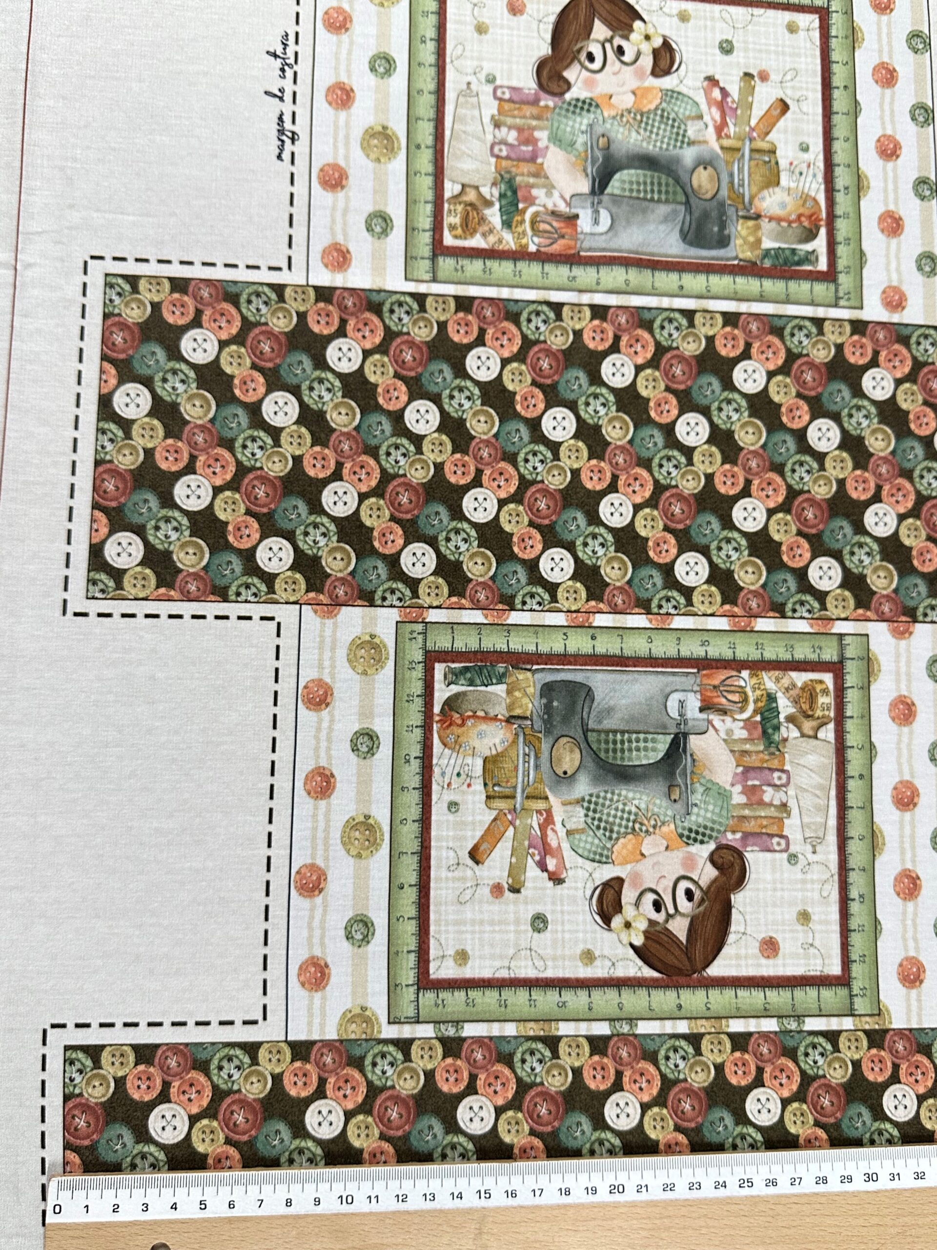 Panel algodón Costura botones