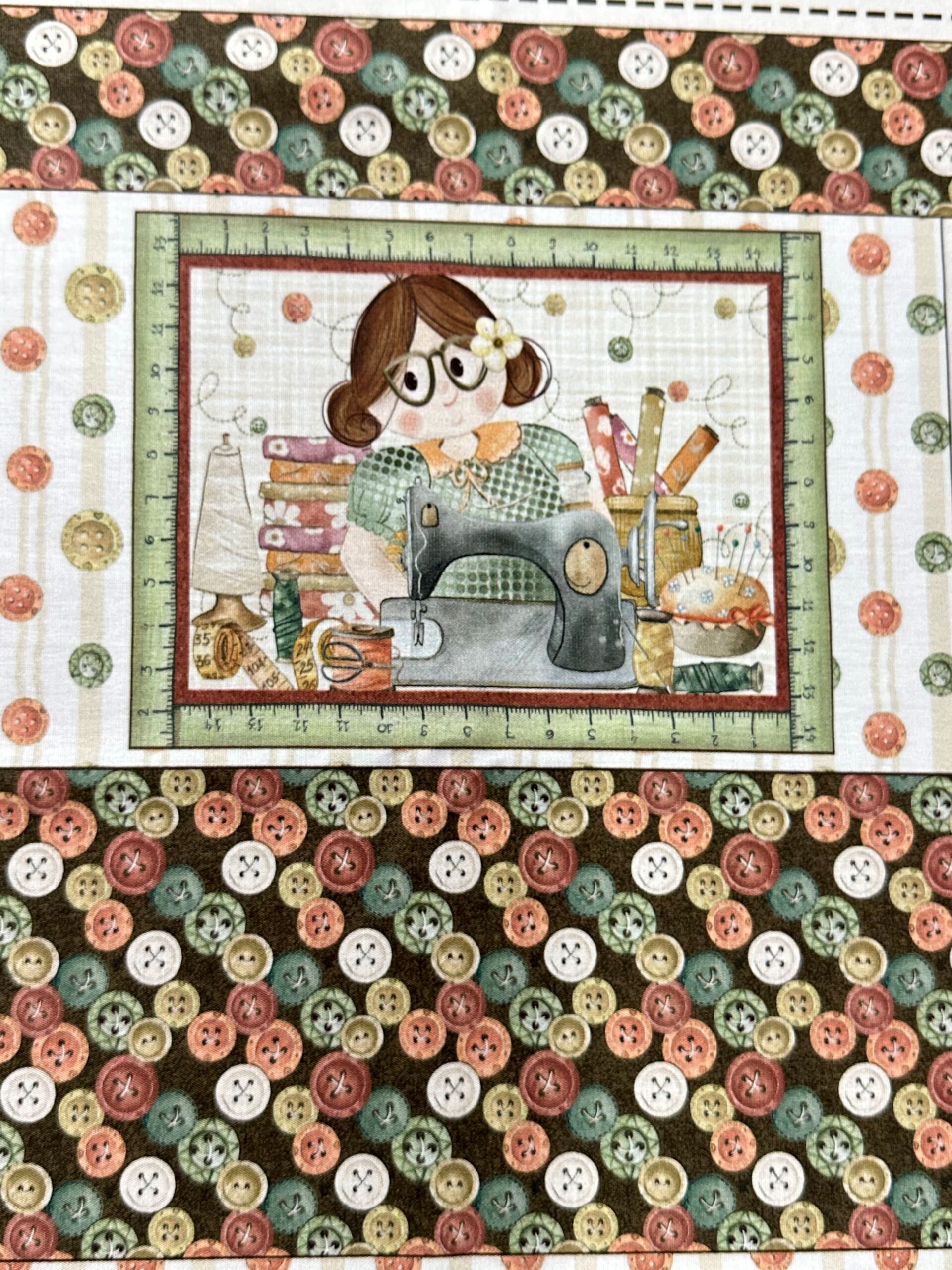 Panel algodón Costura botones