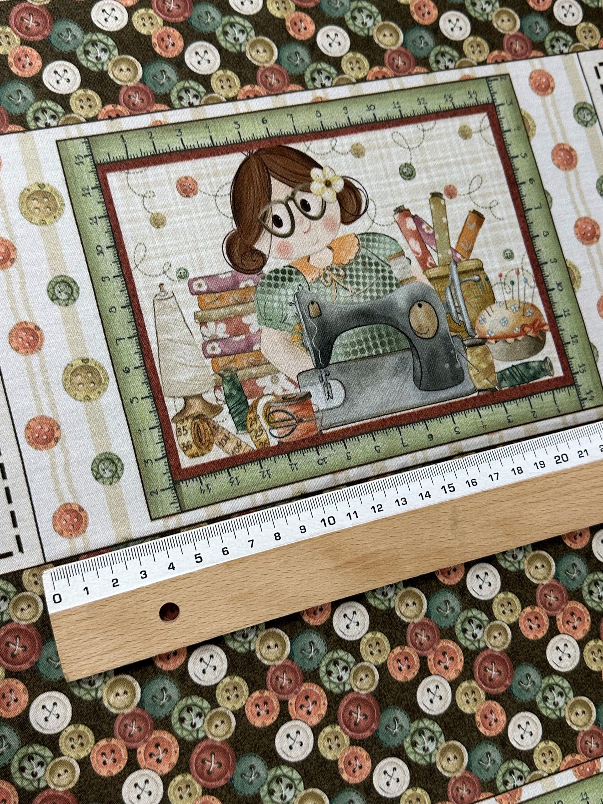 Panel algodón Costura botones