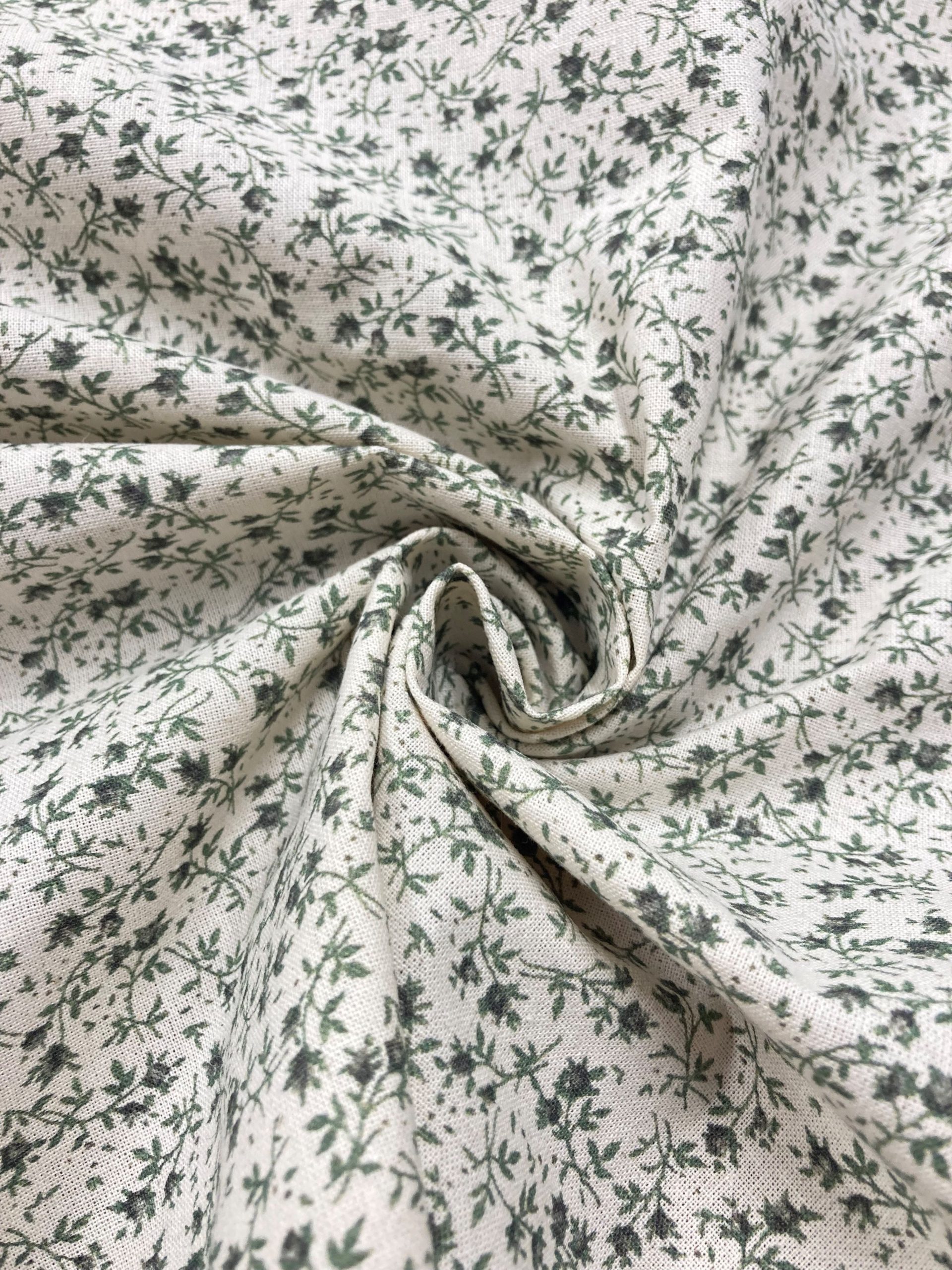 Algodón Mireia flor verde f.beig - Imagen 2