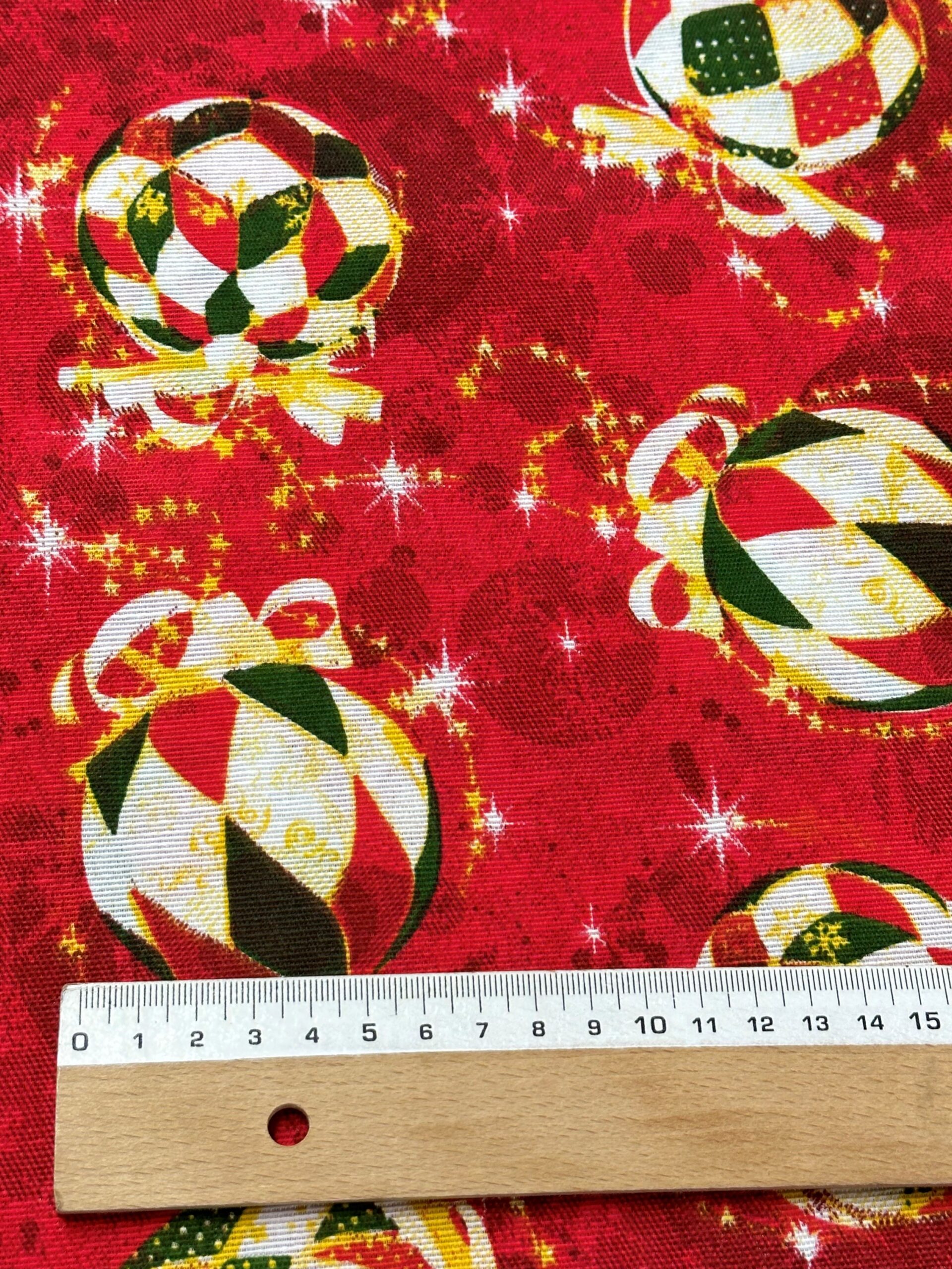 Loneta Navidad Bolas f.rojo