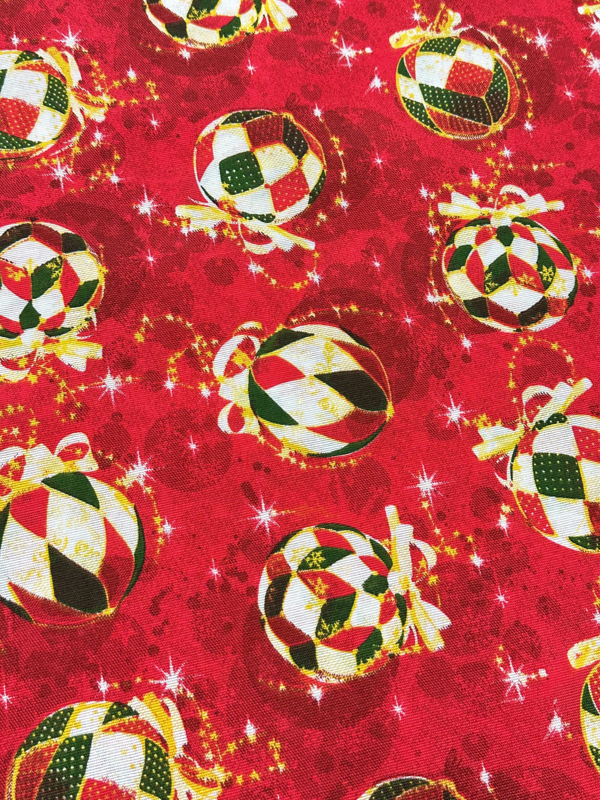 Loneta Navidad Bolas f.rojo