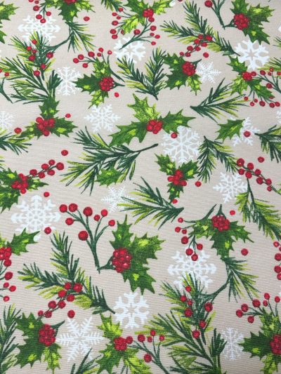 Loneta Navidad acebo f.beig