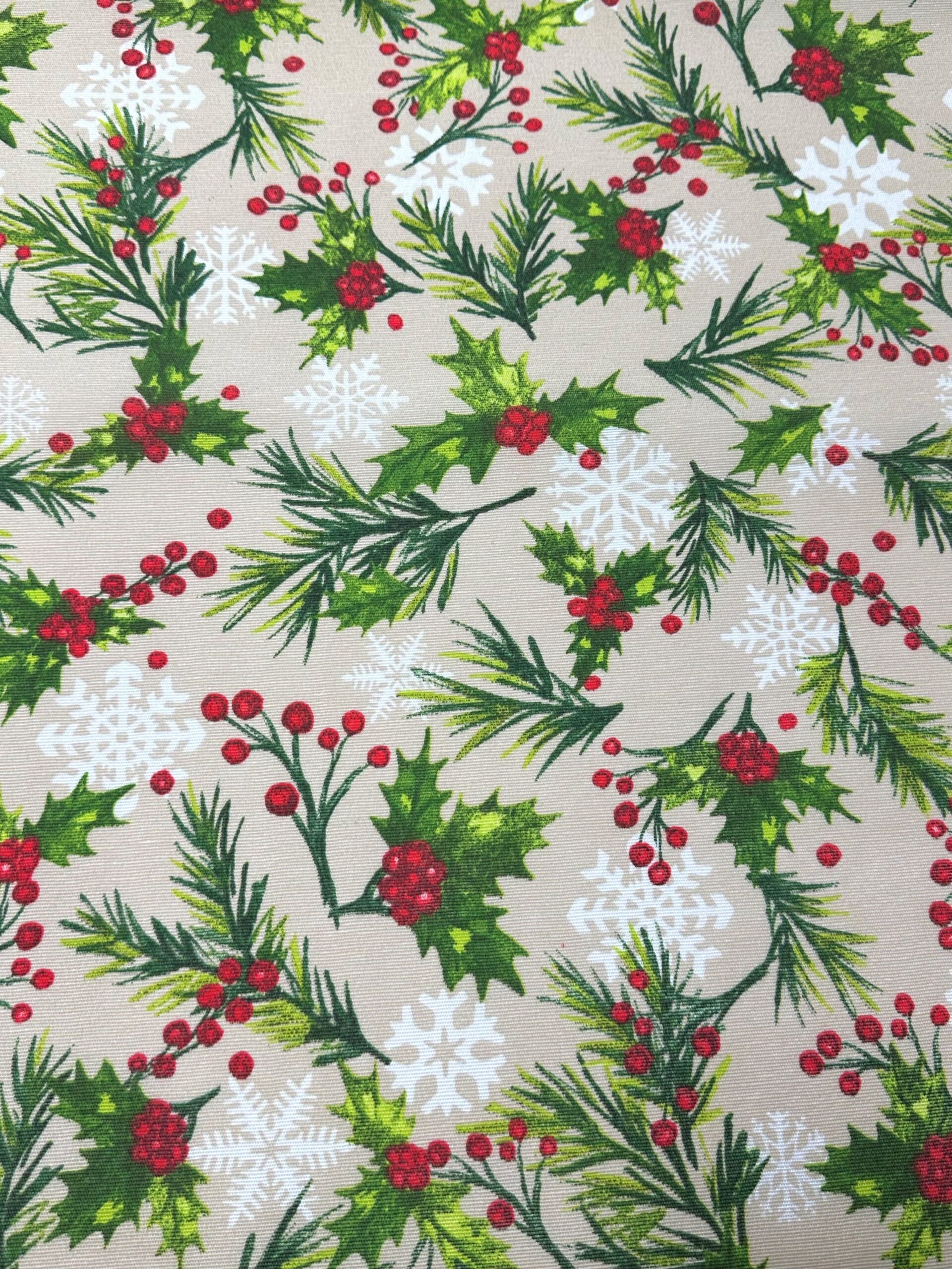 Loneta Navidad acebo f.beig