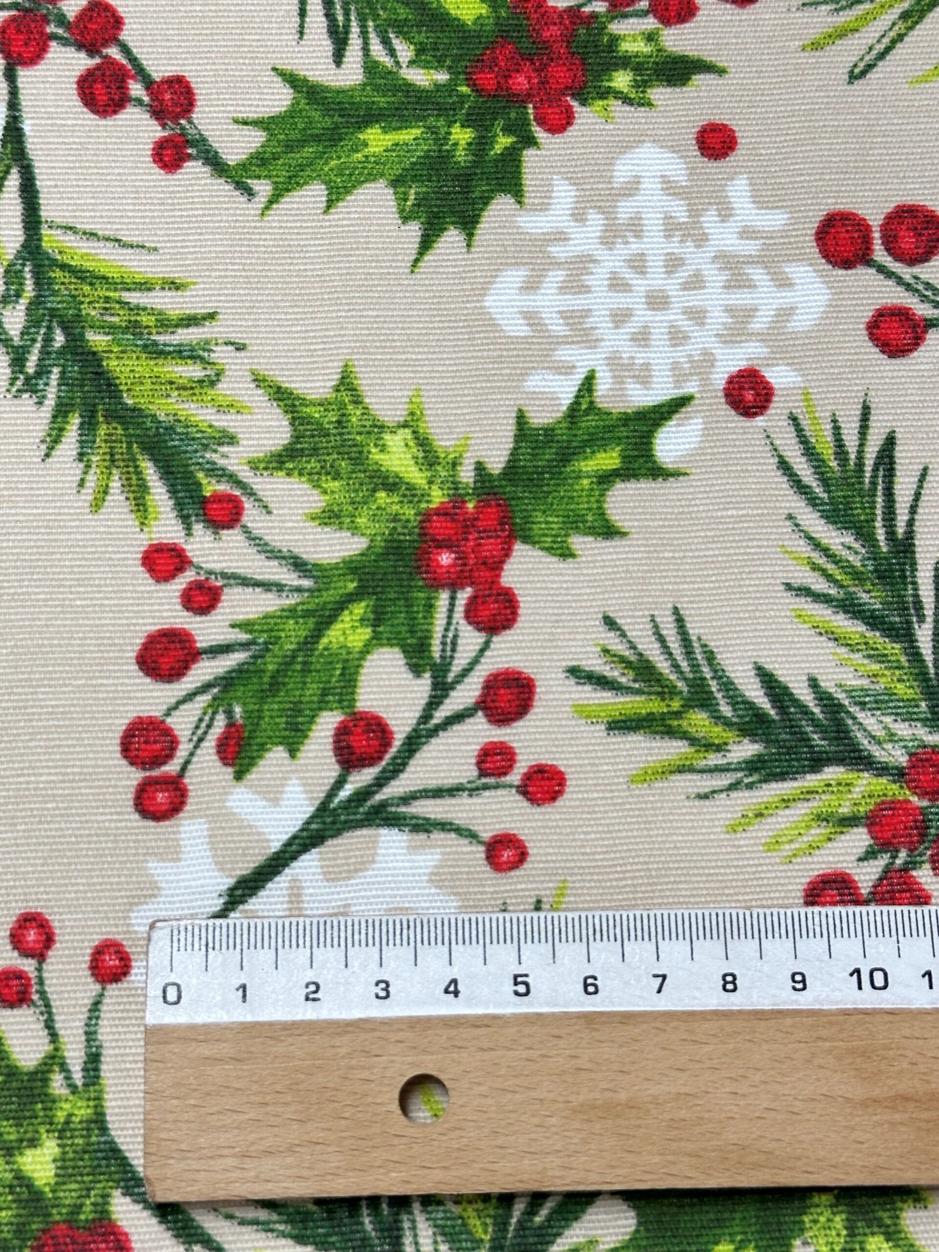 Loneta Navidad acebo f.beig