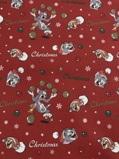 Algodón Navidad Tom y Jerry f.rojo