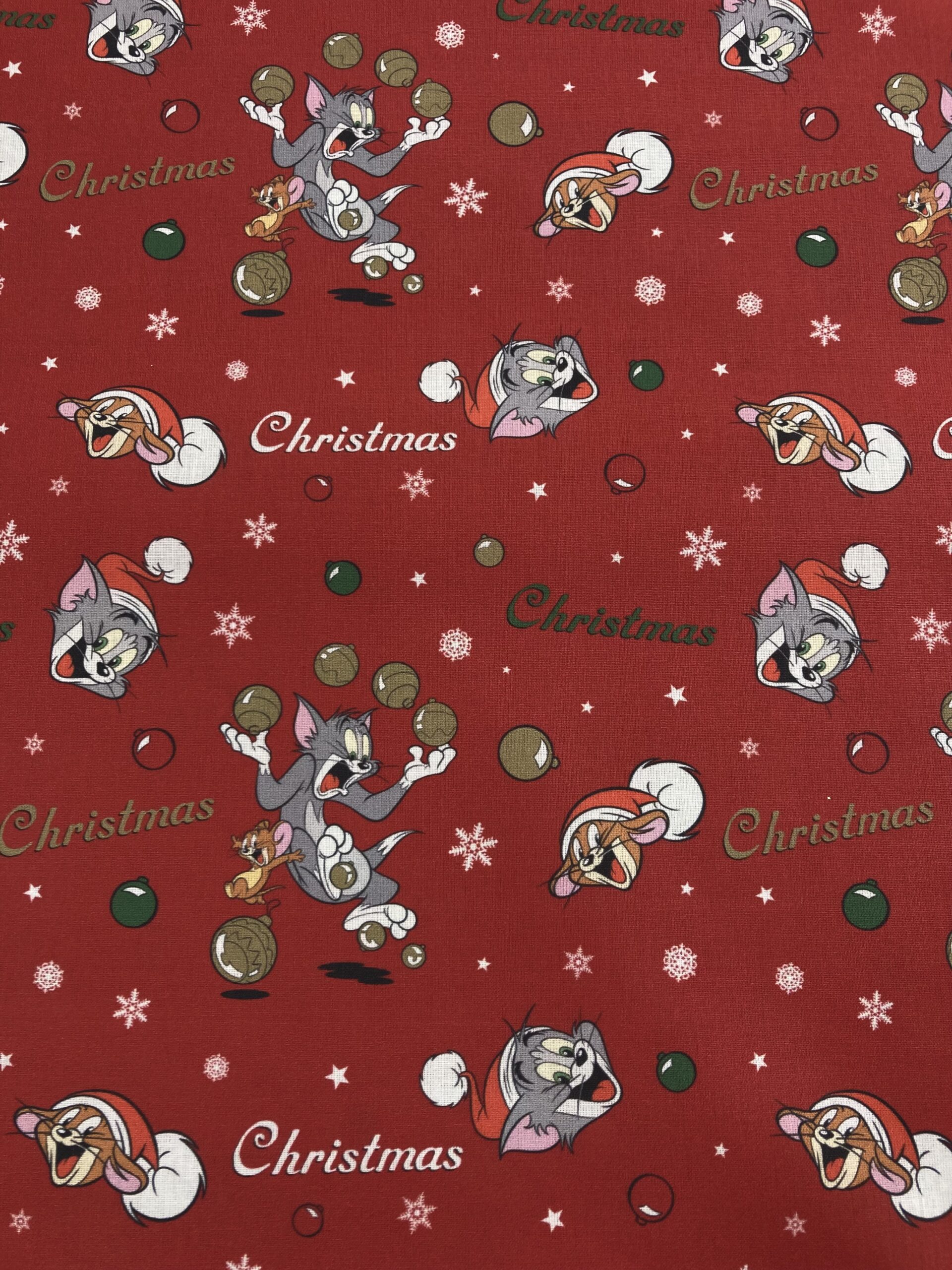 Algodón Navidad Tom y Jerry f.rojo