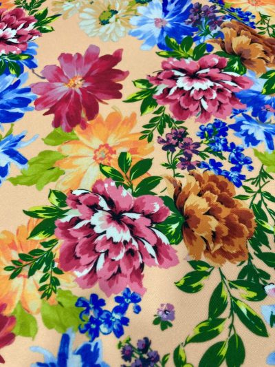 Bielástico gabardina floral--