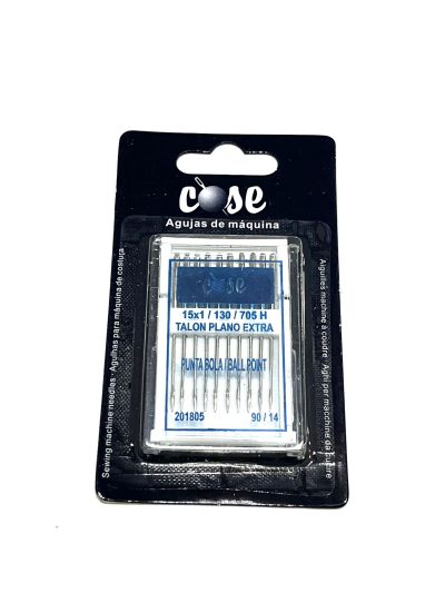 Aguja máquina coser talón plano punta bola