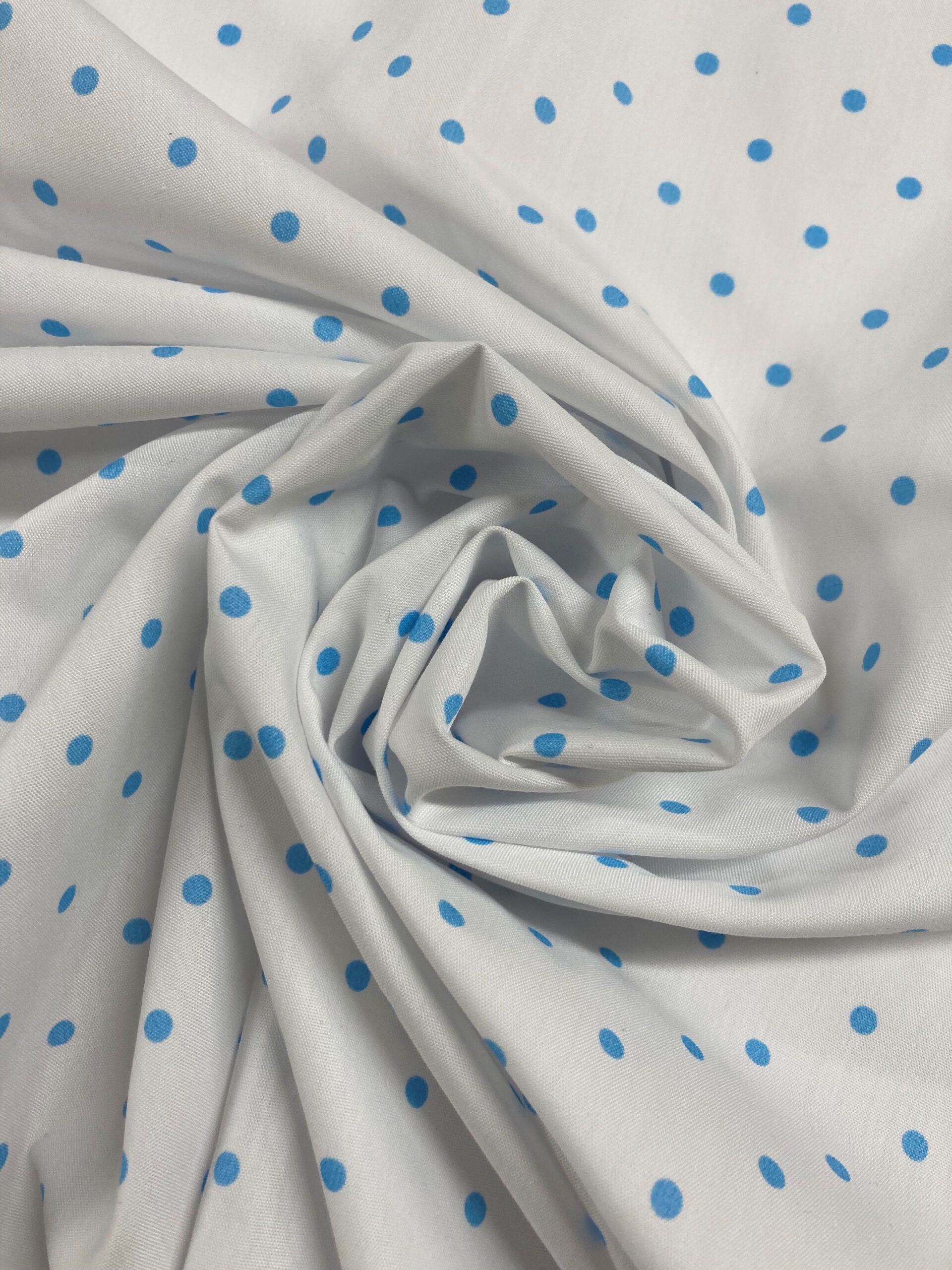 Popelín Flamenca Lunar Azul F.Blanco