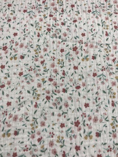 Doble Gasa f.blanco florecillas