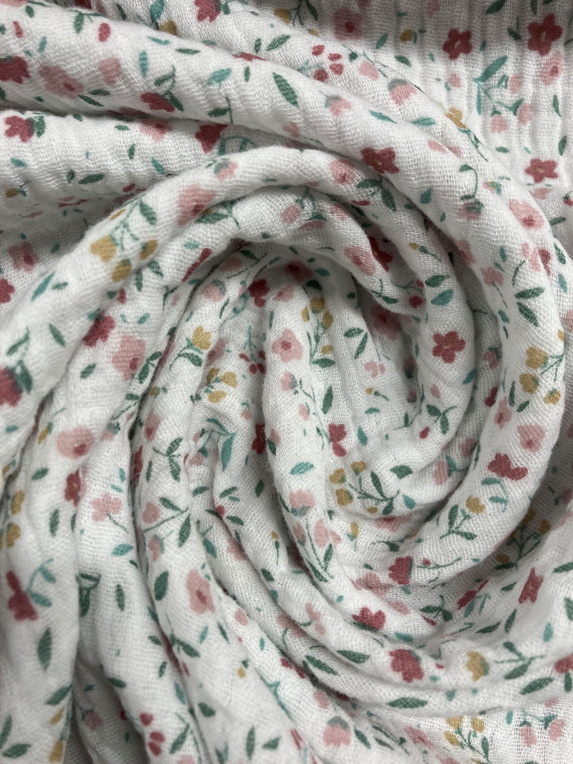 Doble Gasa f.blanco florecillas