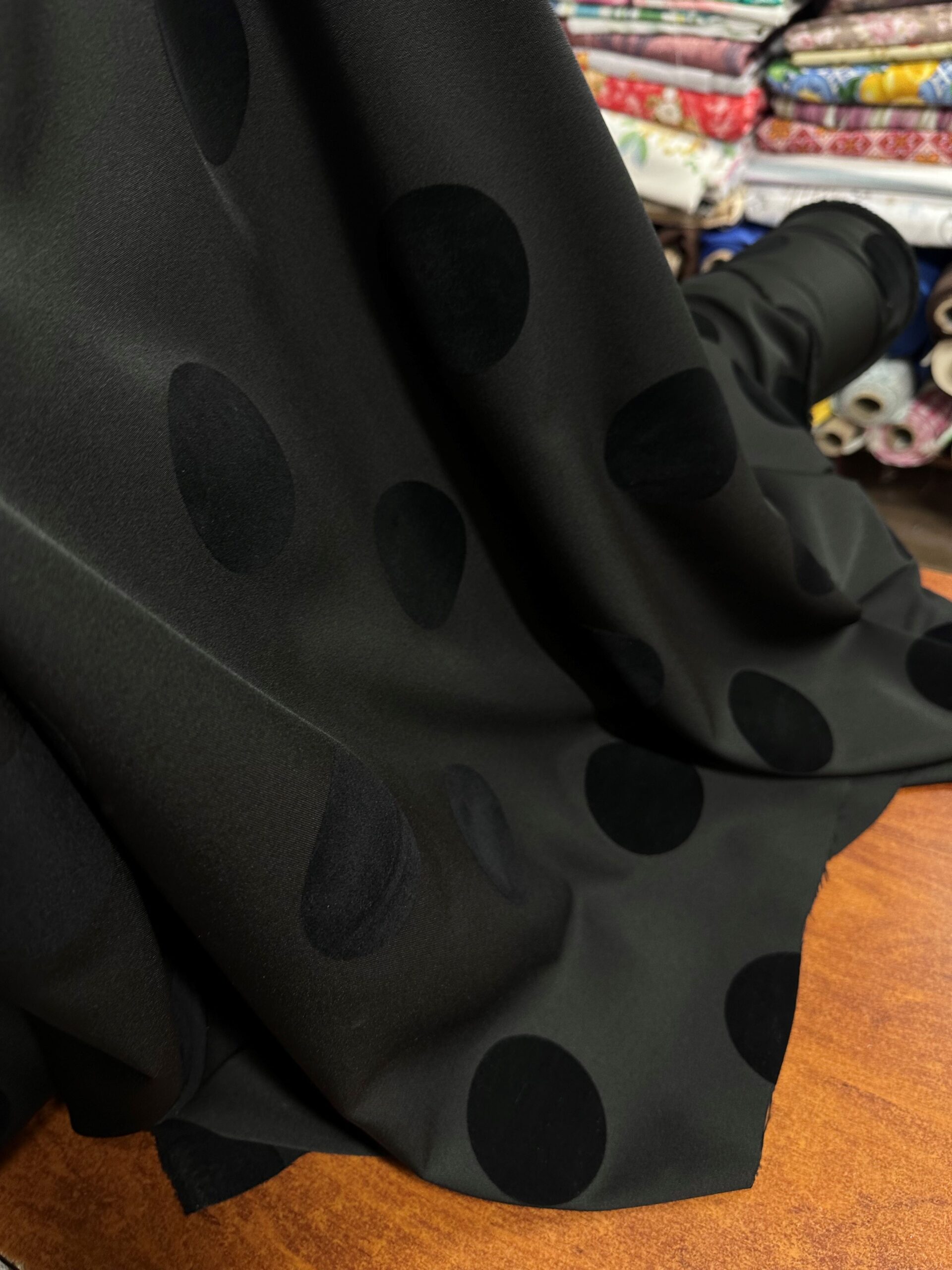 Bielástico negro lunar flocado terciopelo negro*