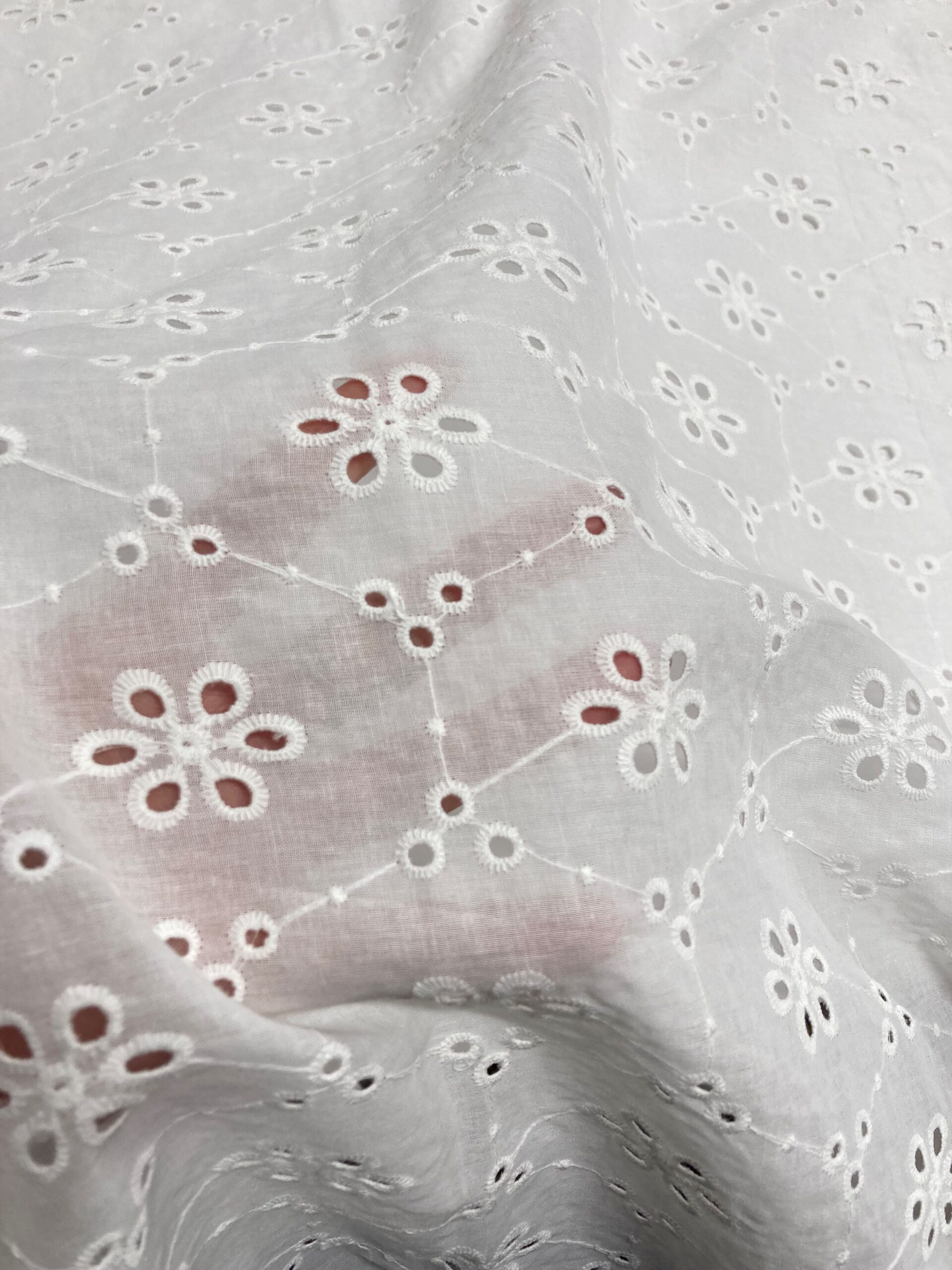 Batista Blanca Algodón Perforada Polka