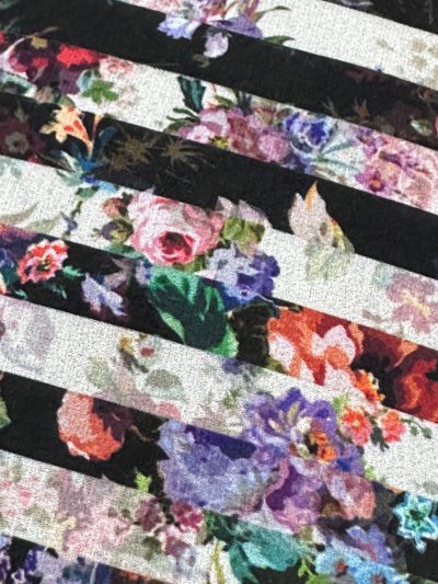 Gasa rayas-flores Gandía (retal)