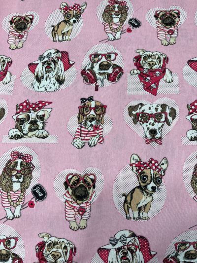 Loneta perritos f.rosa