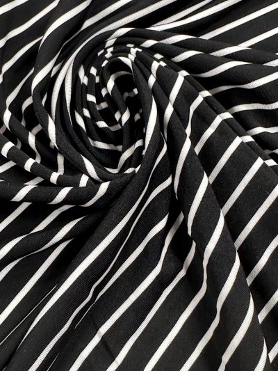 Punto de lycra rayas blanca/negra