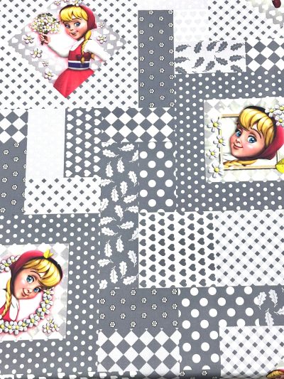 Algodón caperucitas patchwork gris