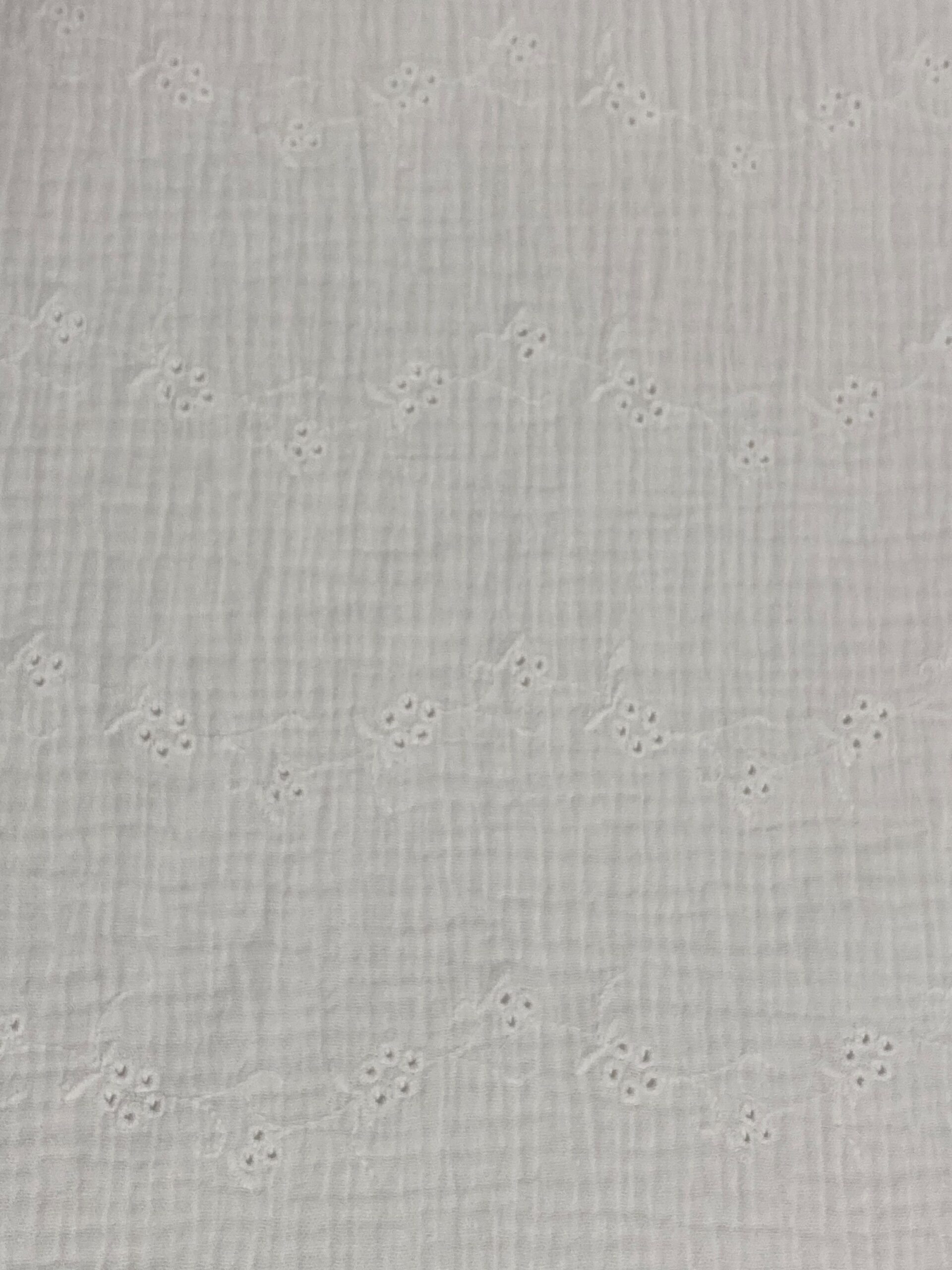 Doble Gasa Bordada Flor Blanca