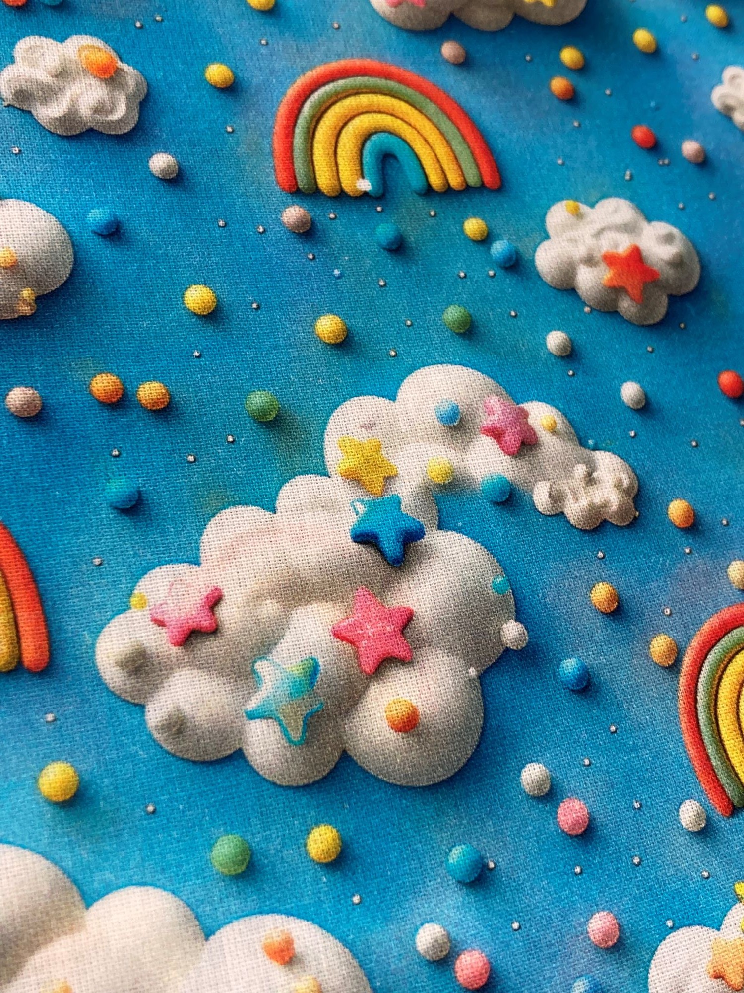 Algodón 3D nubes y arco iris