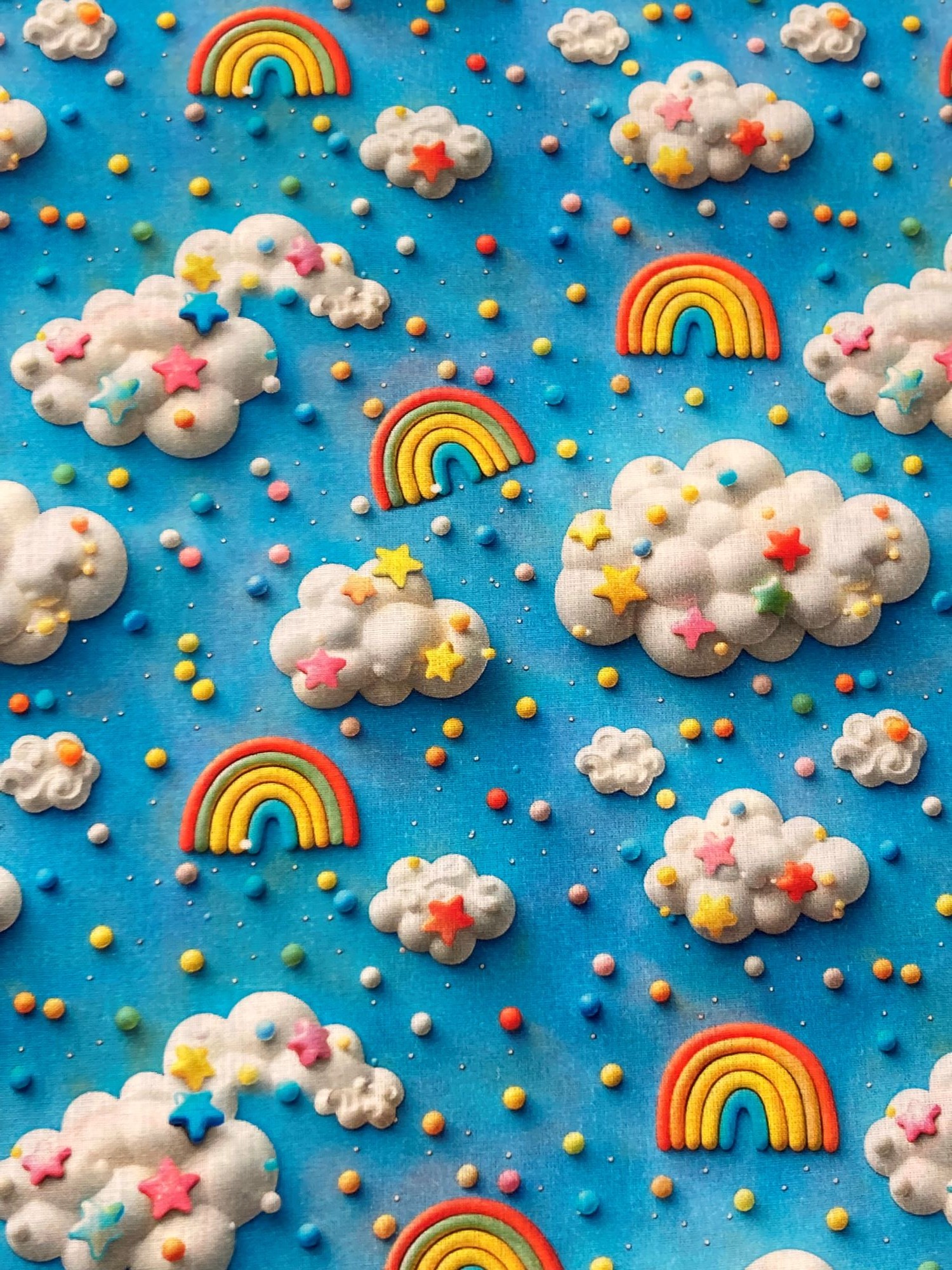 Algodón 3D nubes y arco iris