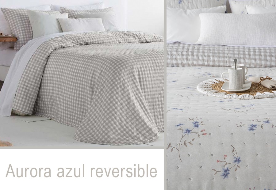 Colcha Bouti FUNDECO Reversible Aurora azul