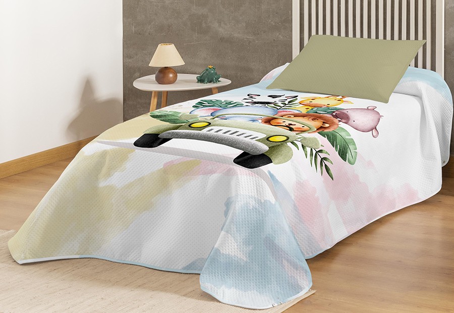 Colcha Bouti KARAMELO Impresión Digital Safari