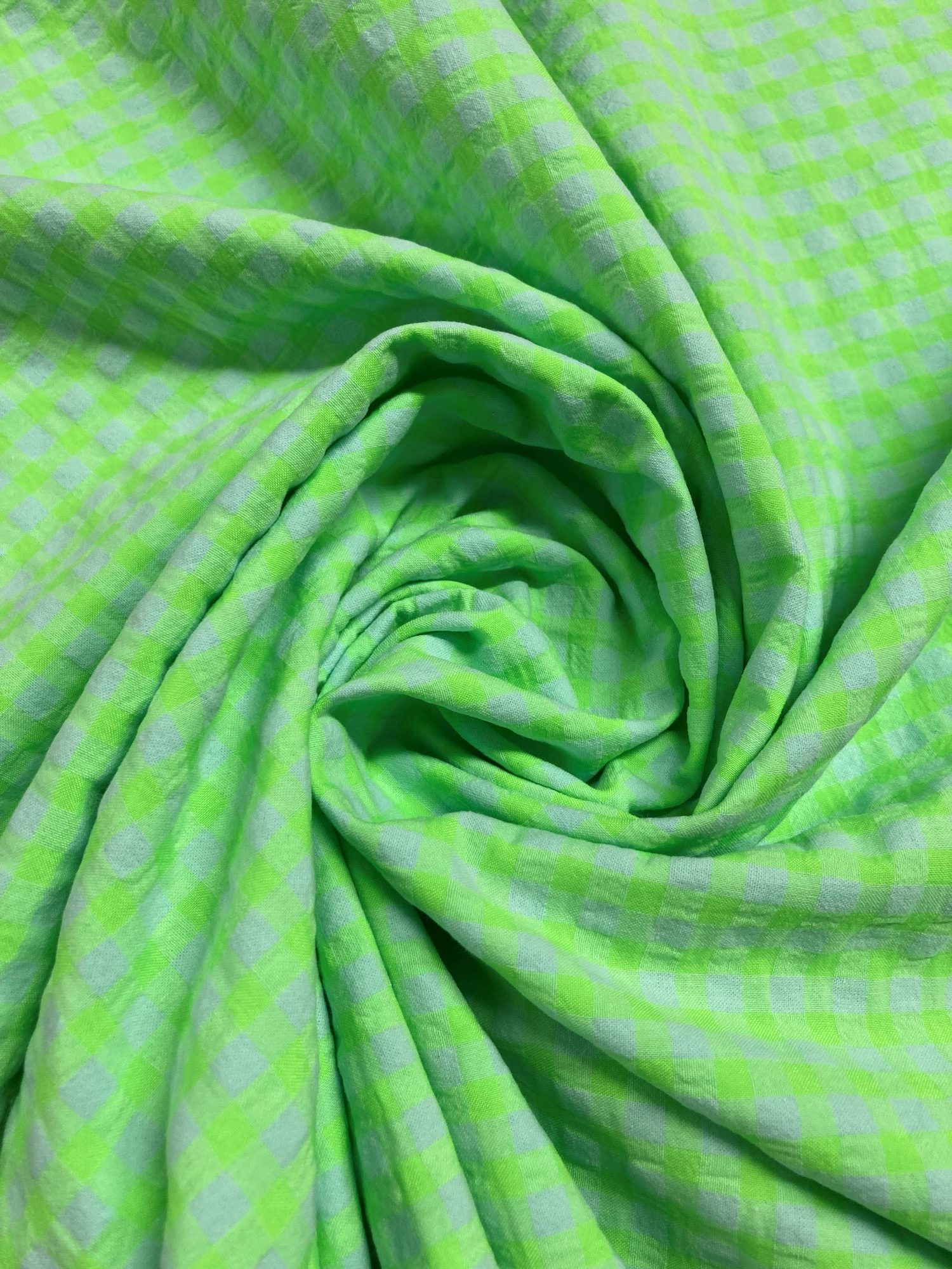 Vichy seersucker pistacho fluor