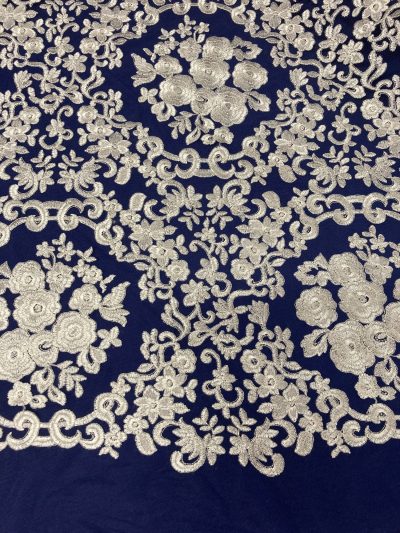 Tul bordado Marino/plata