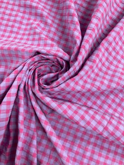 Vichy seersucker fuxia/gris