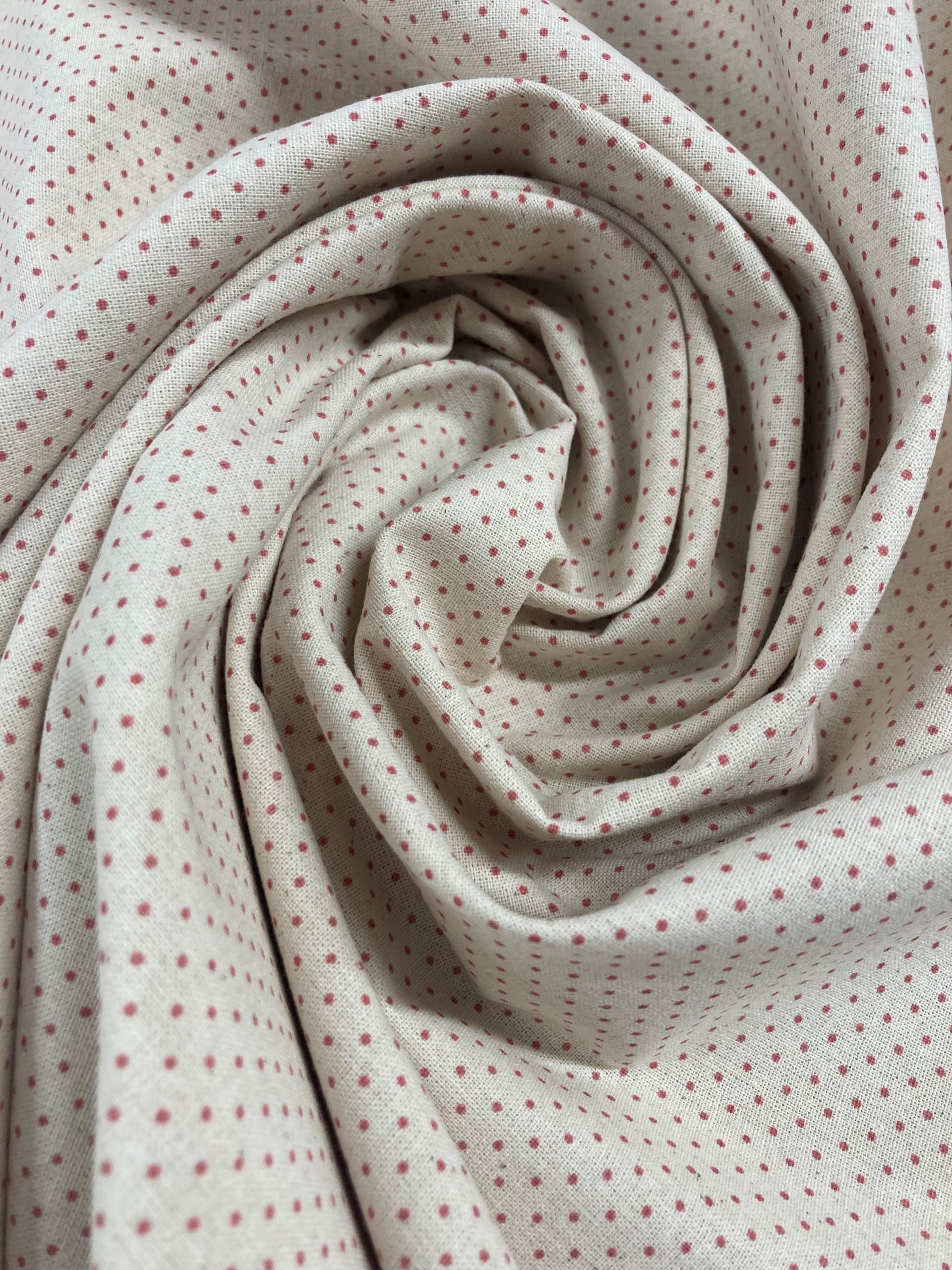 Algodón Mireia lunar rosa maquillaje f.beige - Imagen 3