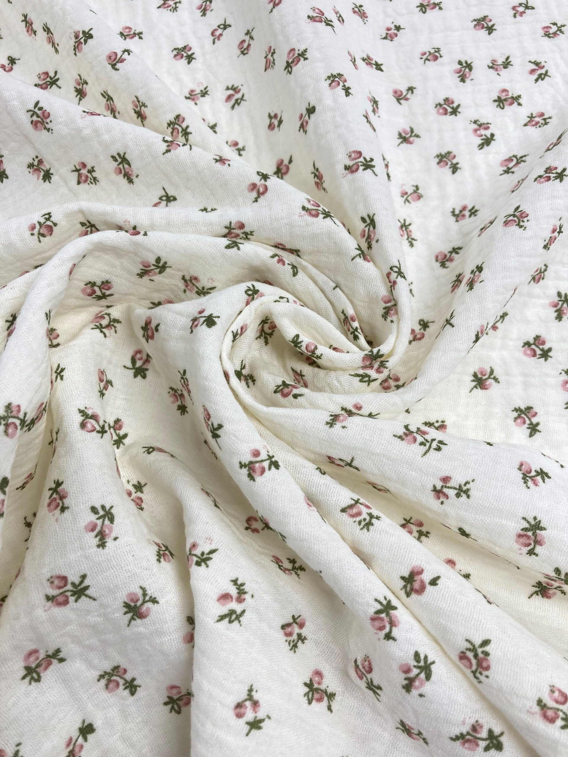 Doble Gasa flores f.beig - Imagen 2